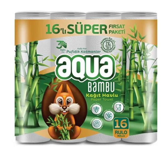 Aqua Bambu Towel Paper / Talouspaperi 16rulla - Talouspaperit ja WC-paperit - 19409 - 1