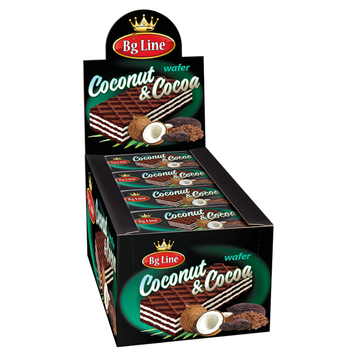 Bg Line Wafer Cocoa & Coconuts/ Kaakao-Kookos Vohveli 50g - Täytekeksit ja vohvelit - 19979 - 1