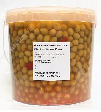 Cartier Oliven grun Chilli Eimer / Vihreä oliivit 8KG ITA - Oliivisäilykkeet - 15329 - 1
