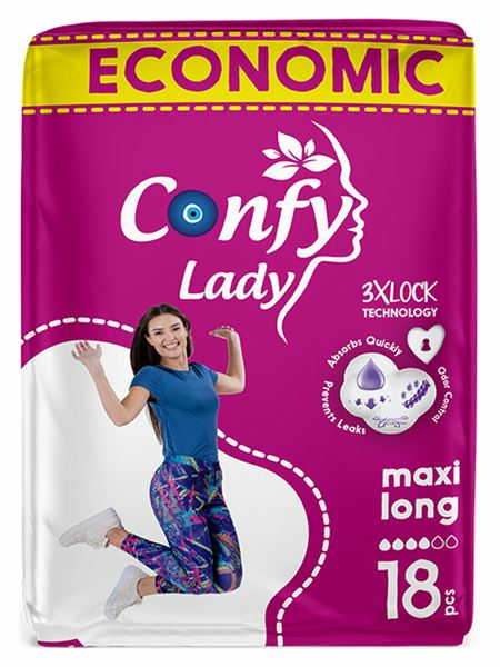 Confy Lady Hygienic Pad Maxi Long Eco2/ Terveysside 18kpl - Hygieniatarvikkeet - 19489 - 1
