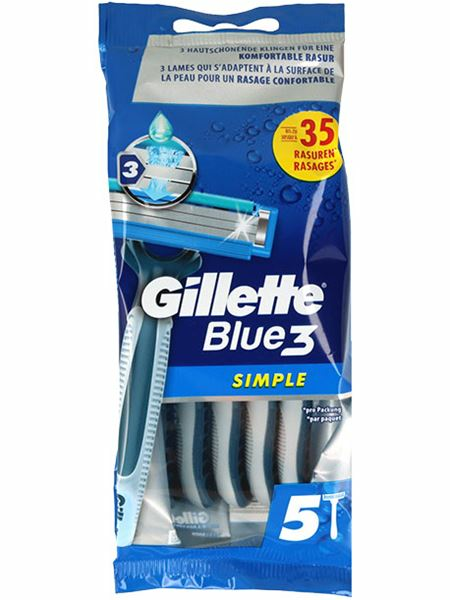 Gillette Blue 3 Razors/ Partahöylät 5kpl - Hygieniatarvikkeet - 21159 - 1