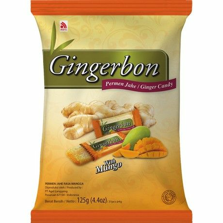 Gingerbon Ginger Candy Mango / Mangonmakuinen inkiväärikarkki 125g - Irtomakeiset - 2619 - 1