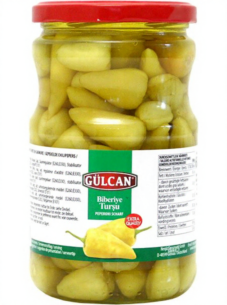 Gulcan Biber Tursu Hot/ Pepperoni Tullinen 720g CAM - Pepperonisäilyke - 18959 - 1