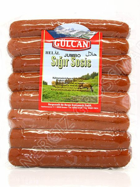 Gulcan Sigir Sosis Jumbo Tatli / Kanannakkimakkara sekä naudanlihaa 800g - Nauta leikkeleet ja makkarat - 5809 - 1