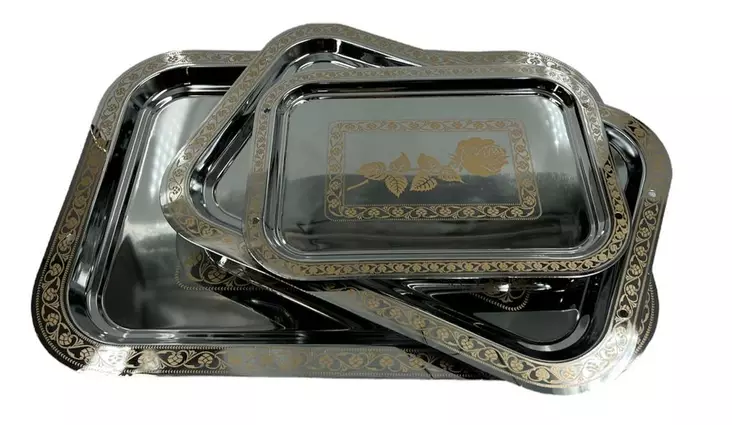 Hopeinen tarjotin setti 535-3G - Astiat ja aterimet - 10489 - 1