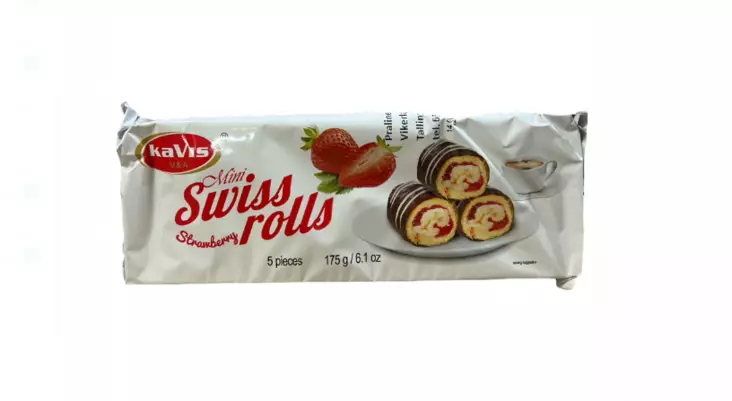 Kavis Mini Swiss Rolls Strawberry / Mansikka käärretorttu 175g - Täytekeksit ja vohvelit - 12829 - 1