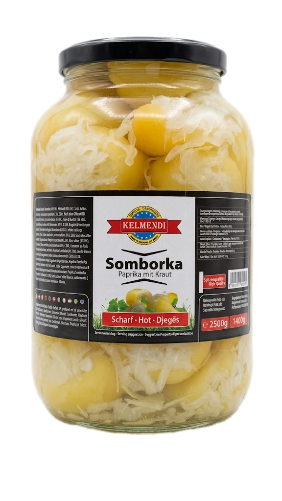 Kelmendi Somborka Paprika mit Kraut Hot / Somborka paprika tulinen 2,5kg CAM - Tomaatti- ja paprikasäilykkeet - 10529 - 1
