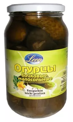 Leon Fassgurken Leicht Gesalzen / Suolakurkku miedos.suolattu 860g CAM - Tomaatti- ja paprikasäilykkeet - 9749 - 1