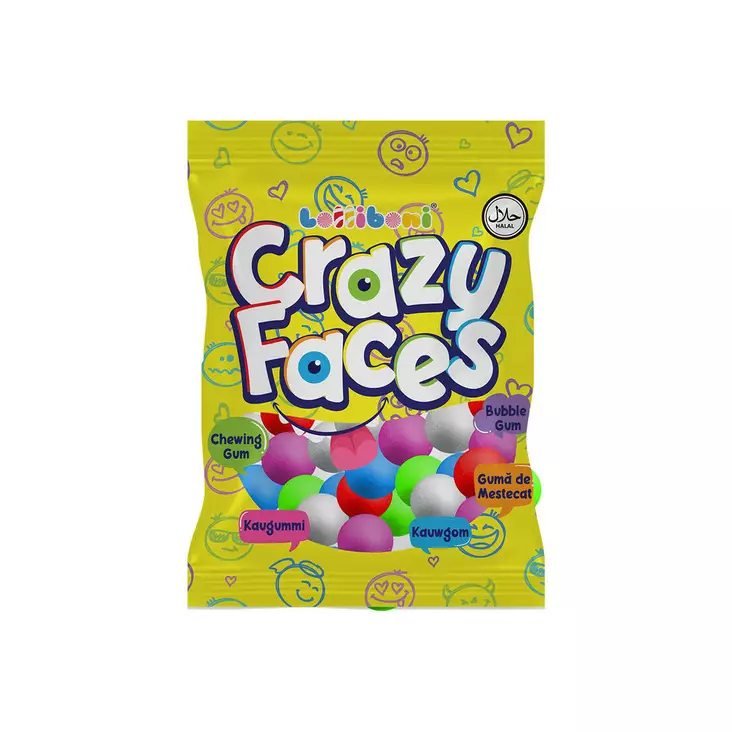 Lolliboni Crazy Faces Gum 80g - Irtomakeiset - 12869 - 1