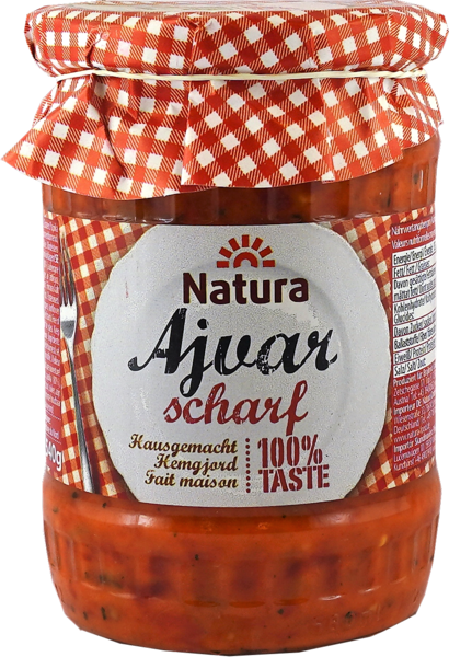 Natura Ajvar Scharf/ Paprikatahna Tulinen 540g - Tomaatti- ja paprikasäilykkeet - 16889 - 1