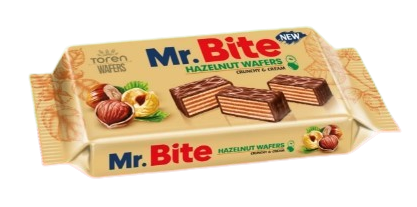 Toren Mr. Bite Hazelnut Wafers / Hasselpähkinä vohvelikeksi 38g - Patukat - 20289 - 1