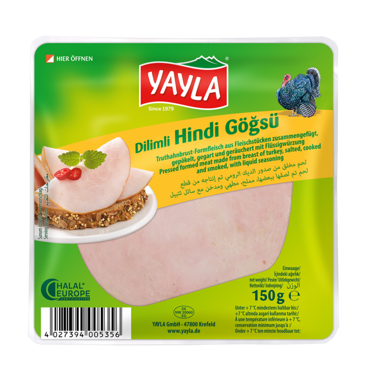 Yayla Dilimli Hindi Gögsu / Kalkkunan leikkeleet 150g - Kalkkuna leikkeleet ja makkarat - 9599 - 1